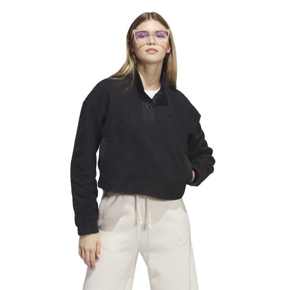 Adidas Sportswear Polar Fleece Pullover Sweatshirt in Black Women's Size XXL